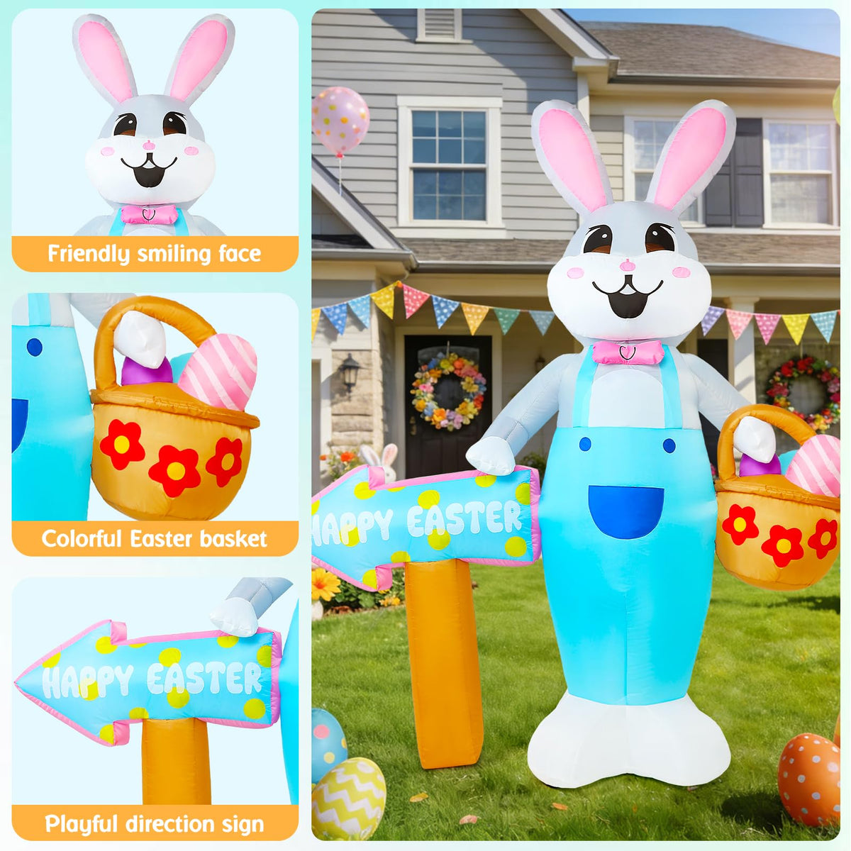 Zeepair bunny with colorful egg basket creates a festive focal point.