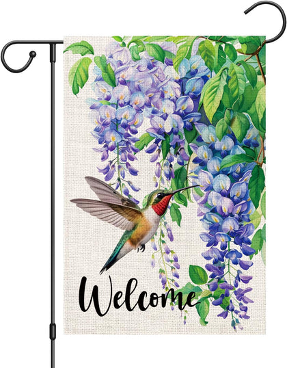 Zeevly hummingbird spring flag, double-sided for vibrant curb appeal.