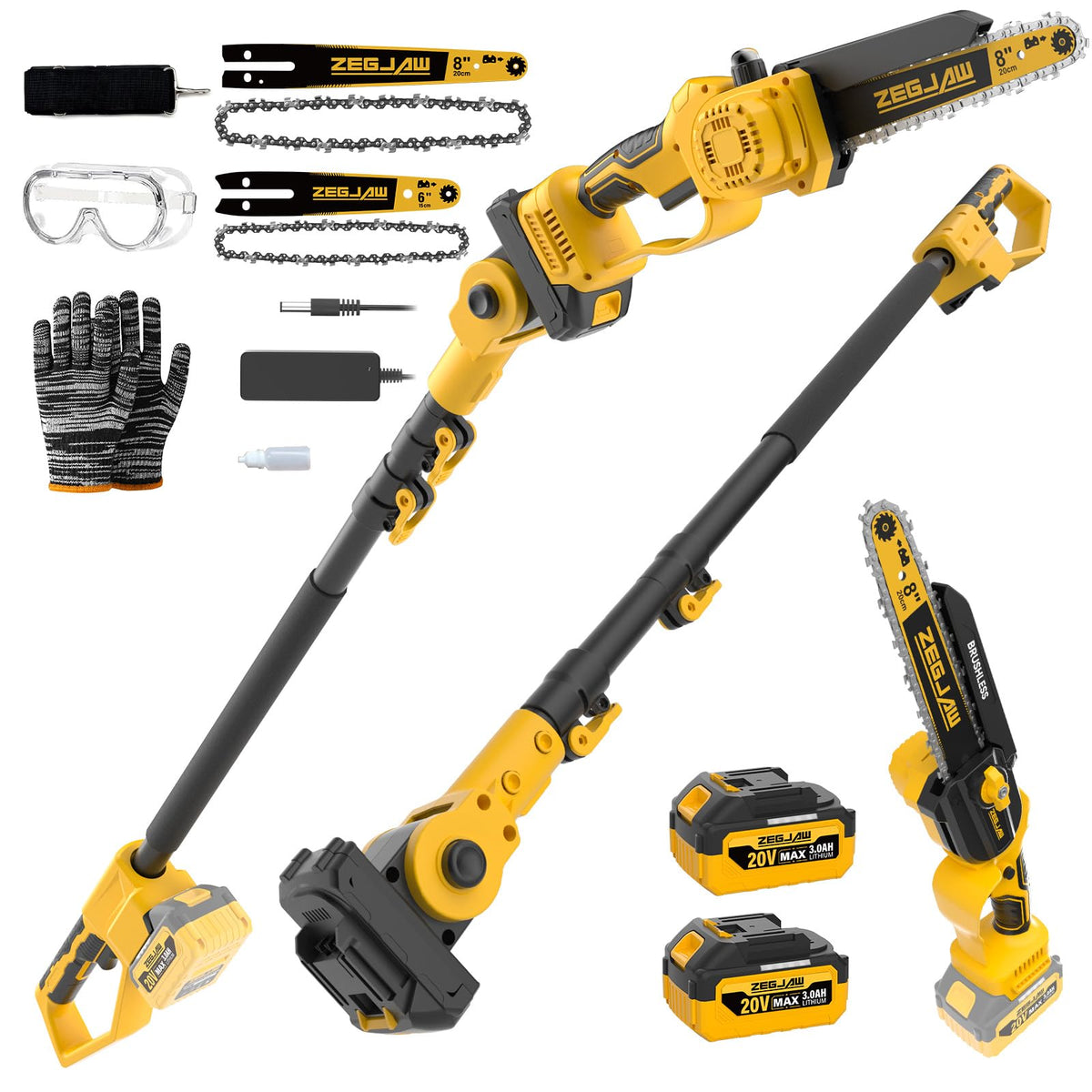 ZEGJAW 4-in-1 cordless saw for versatile pruning tasks around the yard.