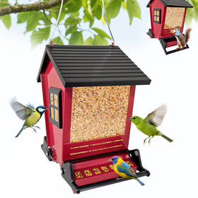ZeHaiYlf squirrel proof bird feeder outdoors with 5lb capacity keeps seeds visible