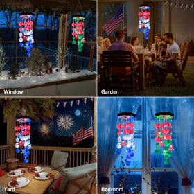 Zeiliuled red white blue Christmas lights add festive charm to yards.