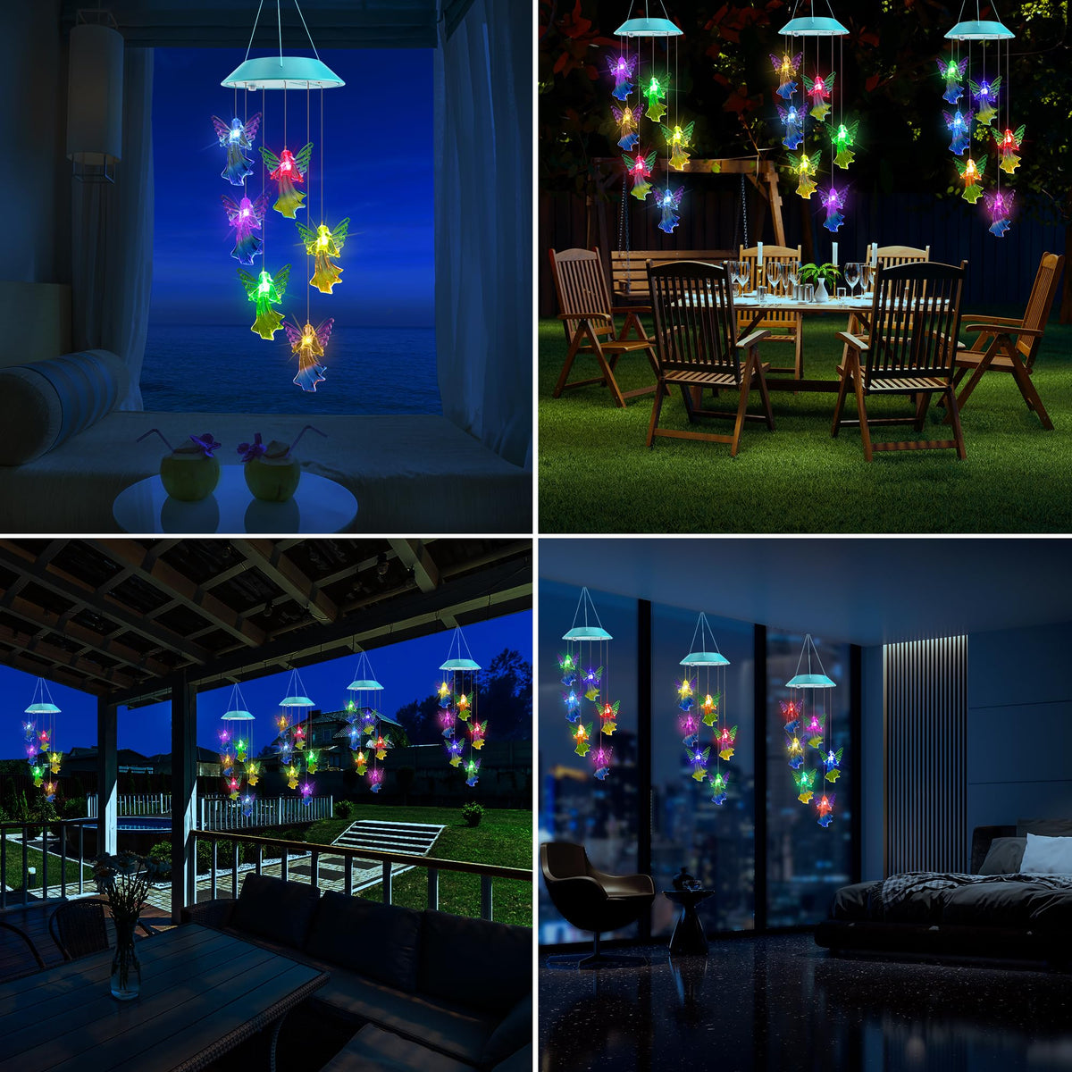 Zeiliuled Solar Angel Wind Chimes color-changing display with magical transitions.