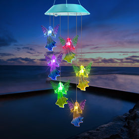 Zeiliuled Solar Angel Wind Chimes outdoor decor glow enhances welcoming mood.