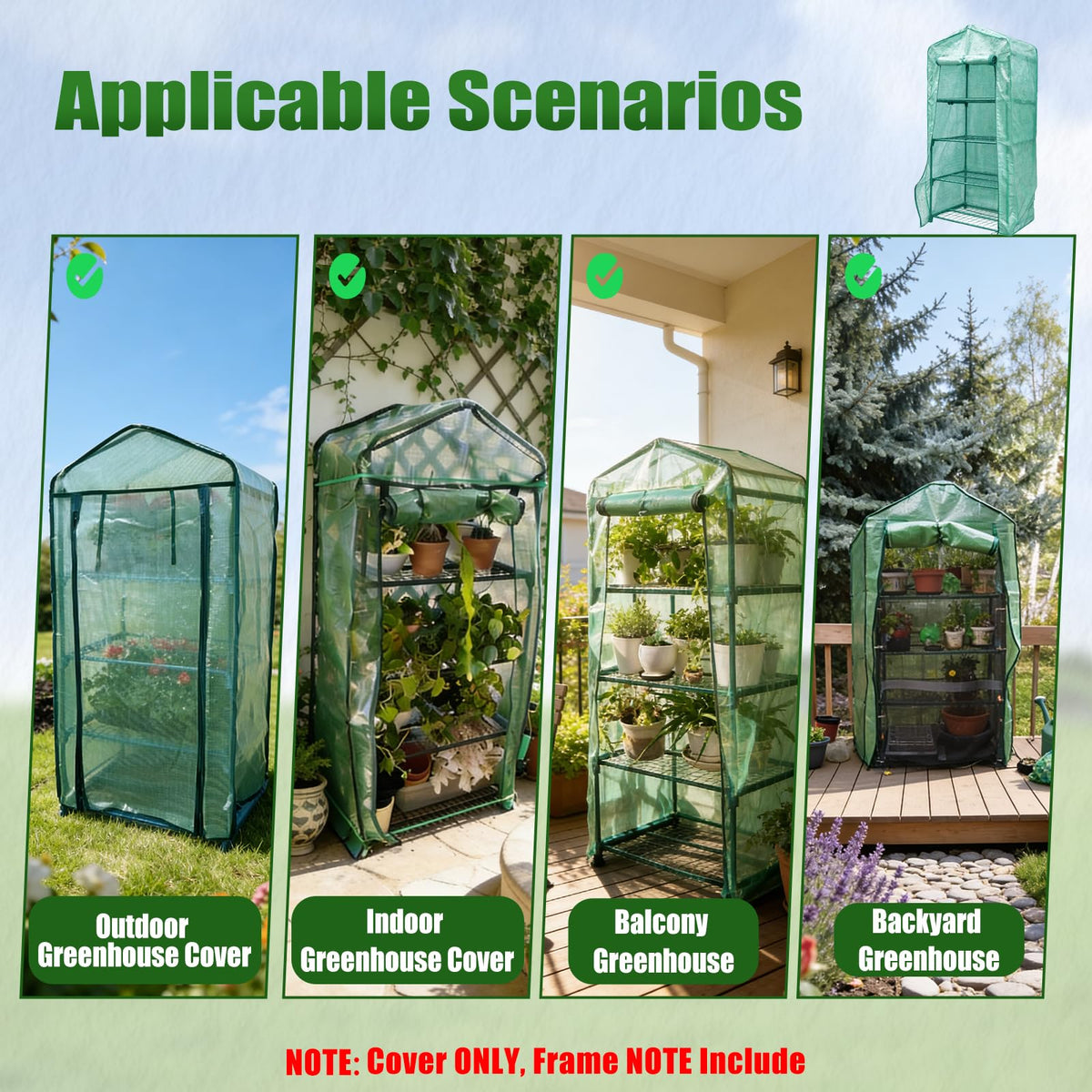 Zejoot compact-storage greenhouse cover folds when not in use.