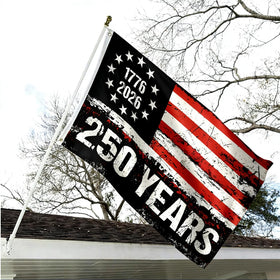 ZEKVY 250th anniversary flag back view, identical design on both sides.