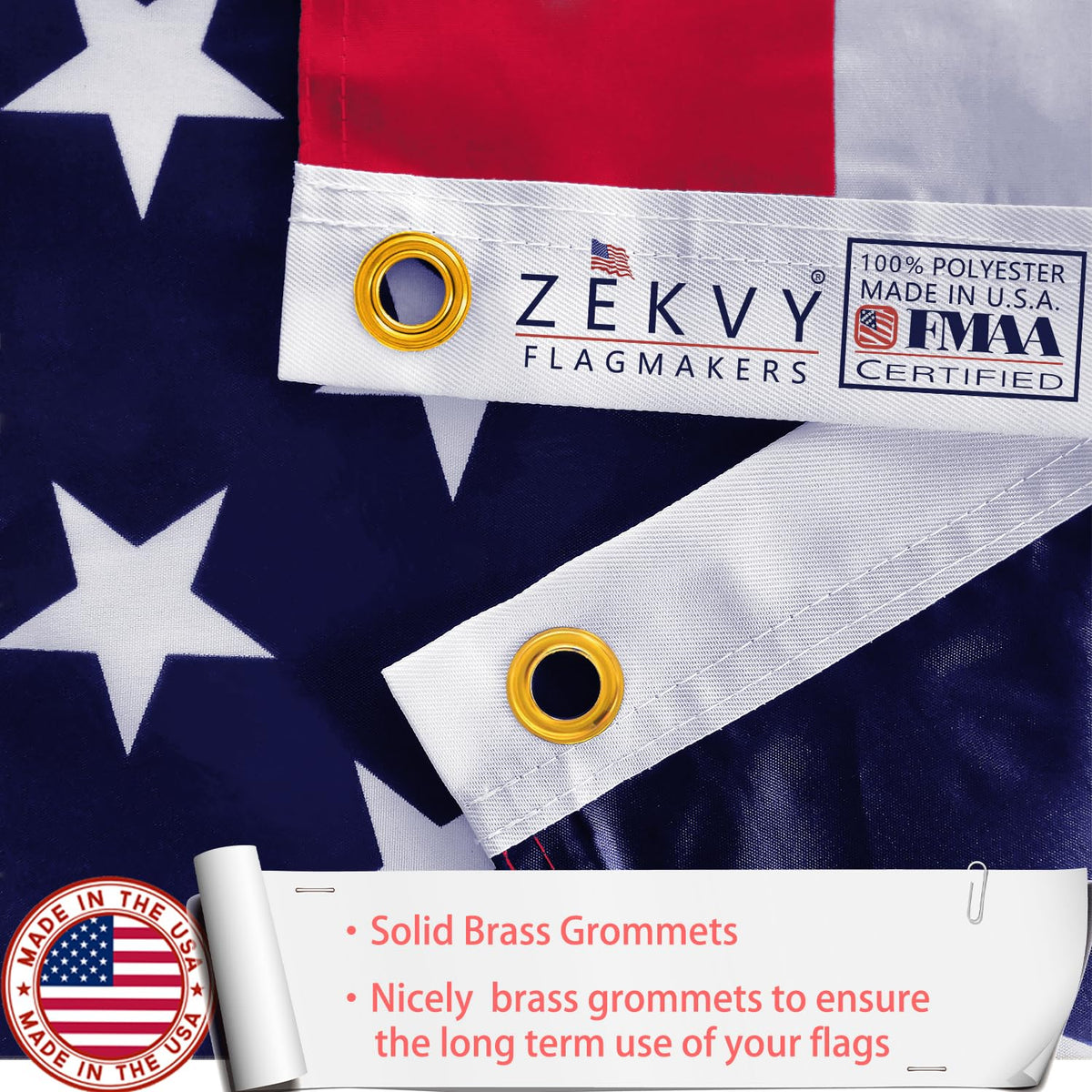 ZEKVY three-layer flag with blackout middle layer for true double-sided readability