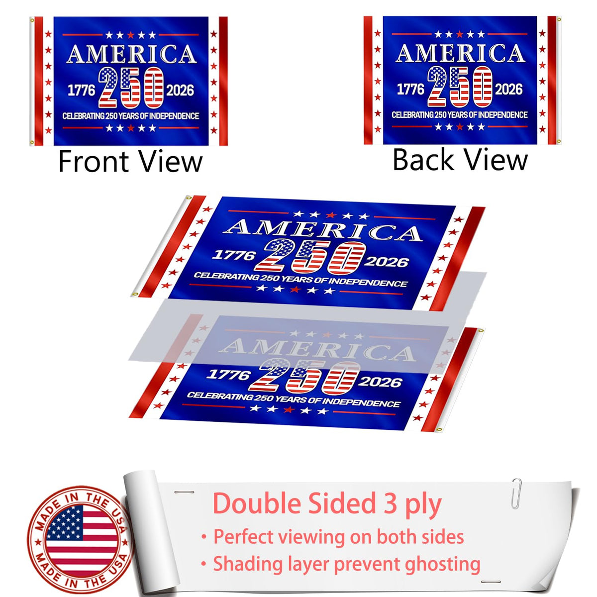 ZEKVY flag with four-row stitching for strength and durability.
