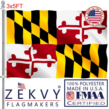 ZEKVY Maryland flag 3x5 outdoor flag with durable construction.