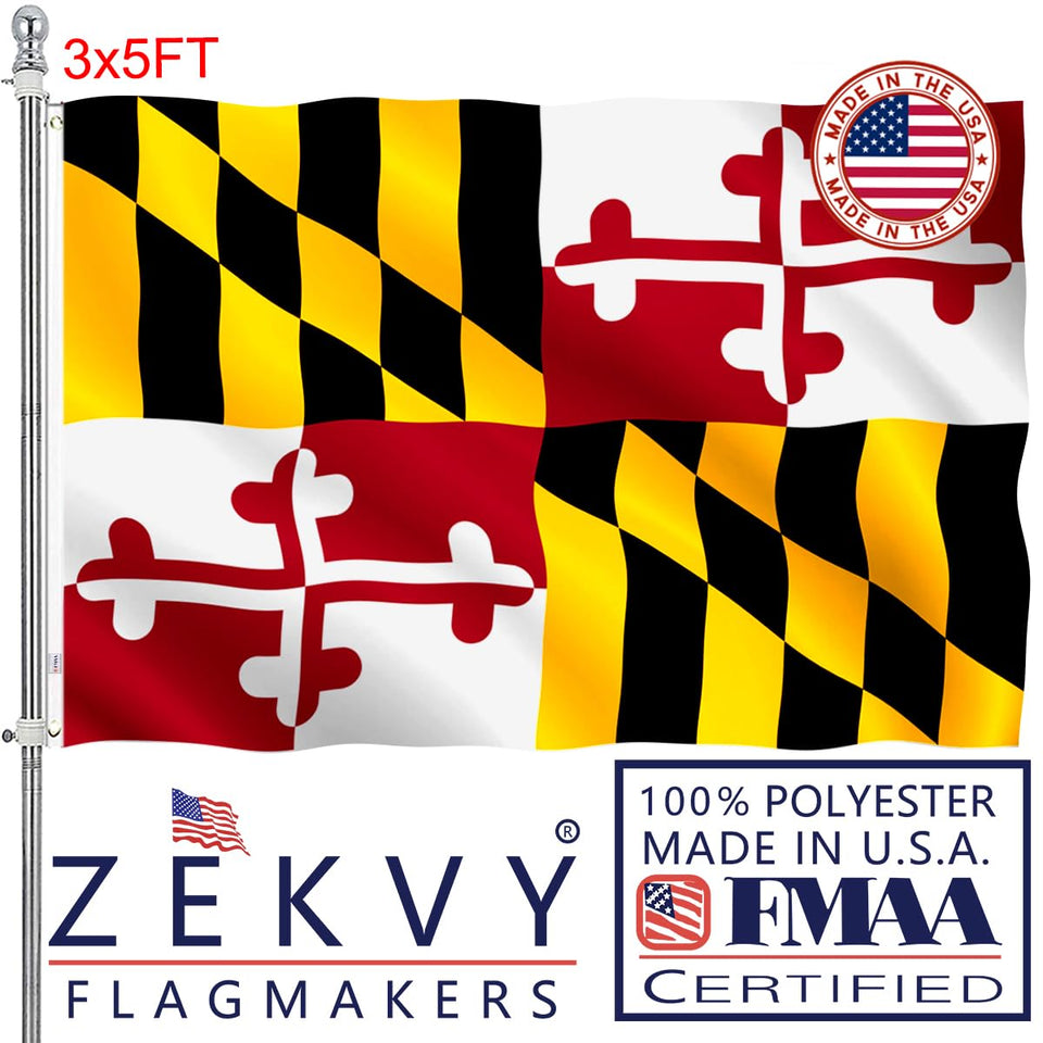 ZEKVY Maryland flag 3x5 outdoor flag with durable construction.