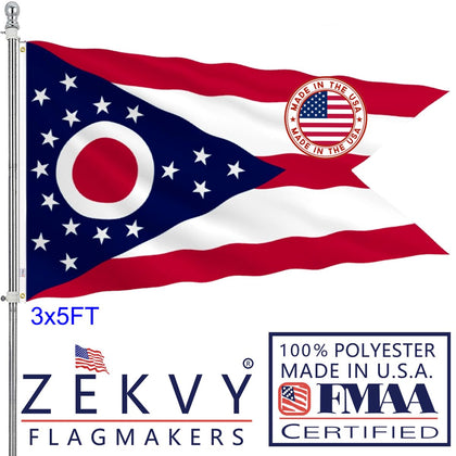 ZEKVY Ohio flag 3x5 outdoor durable banner for year-round porch or lawn display