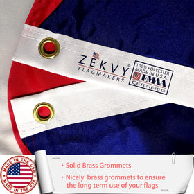 ZEKVY flag features heavy stitching at ends for long-lasting outdoor performance