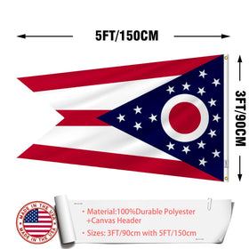 ZEKVY Ohio flag wall-mount display suitable for home or office decor