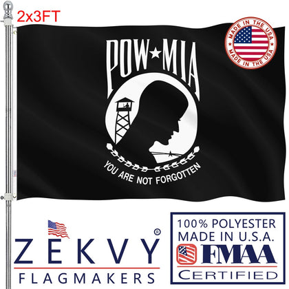 ZEKVY Pow Mia flag 2x3 outdoor on pole shows vivid color for outdoor display