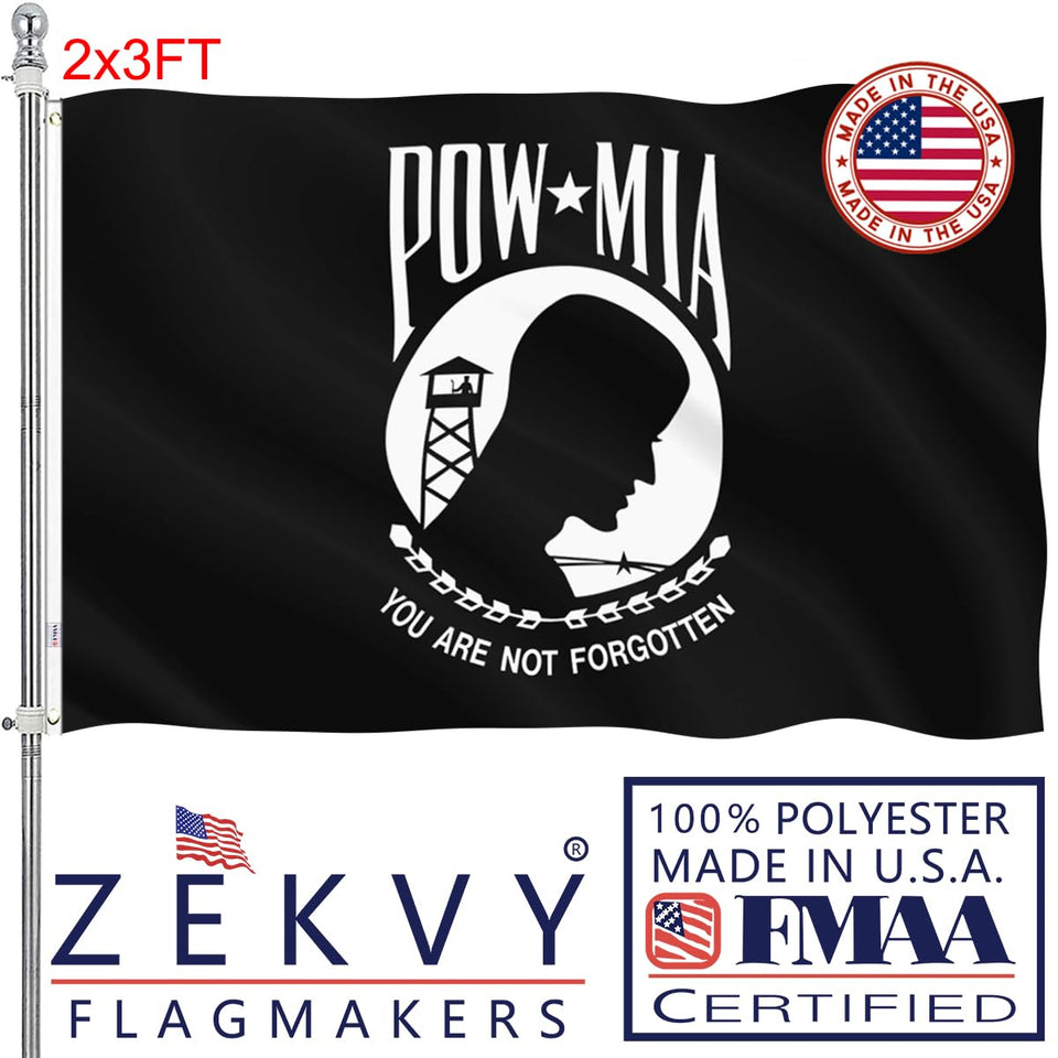 ZEKVY Pow Mia flag 2x3 outdoor on pole shows vivid color for outdoor display