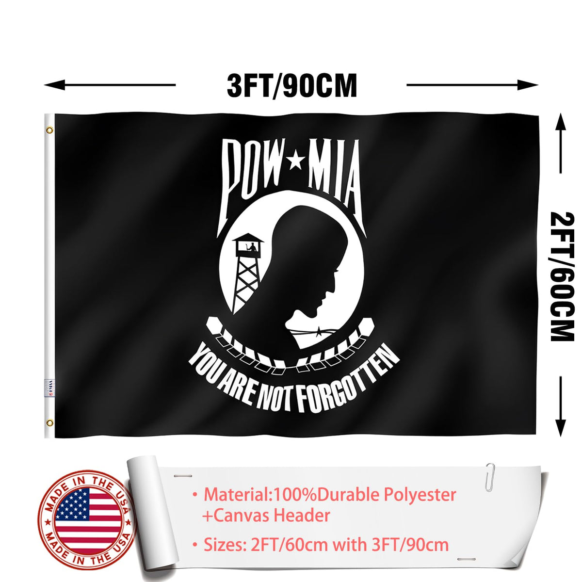 ZEKVY Pow Mia flag weather-resistant exterior for long-lasting use