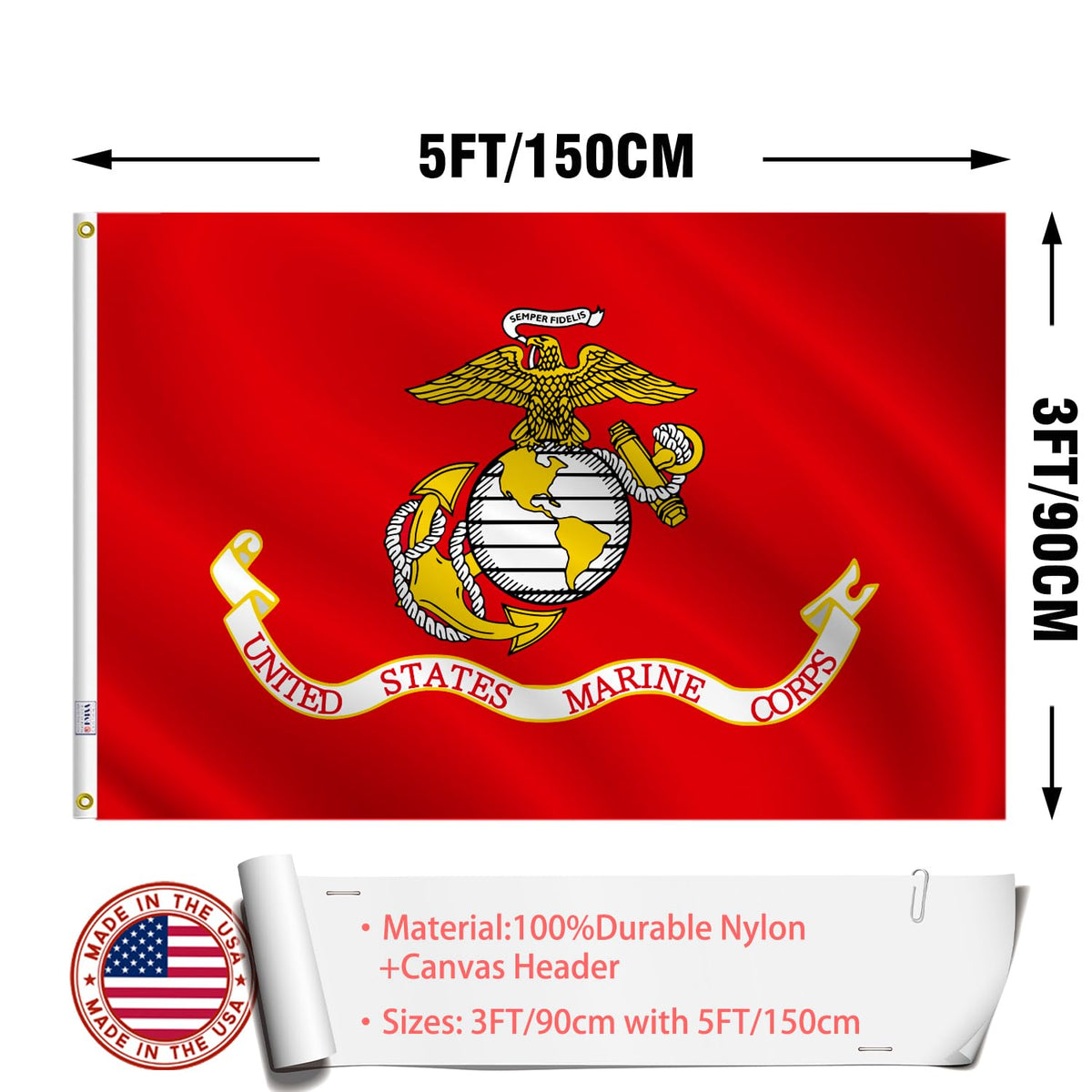 ZEKVY USMC flag blackout-layer detail maintains legibility in daylight