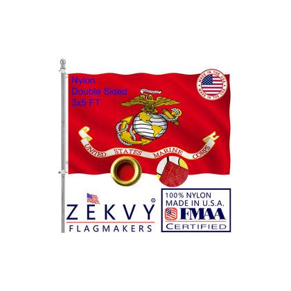 ZEKVY USMC flag front view showing vibrant color for home or office display