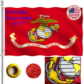 ZEKVY USMC flag 3x5 outdoor nylon front view ready for outdoor display