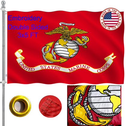 ZEKVY USMC flag 3x5 outdoor nylon front view ready for outdoor display
