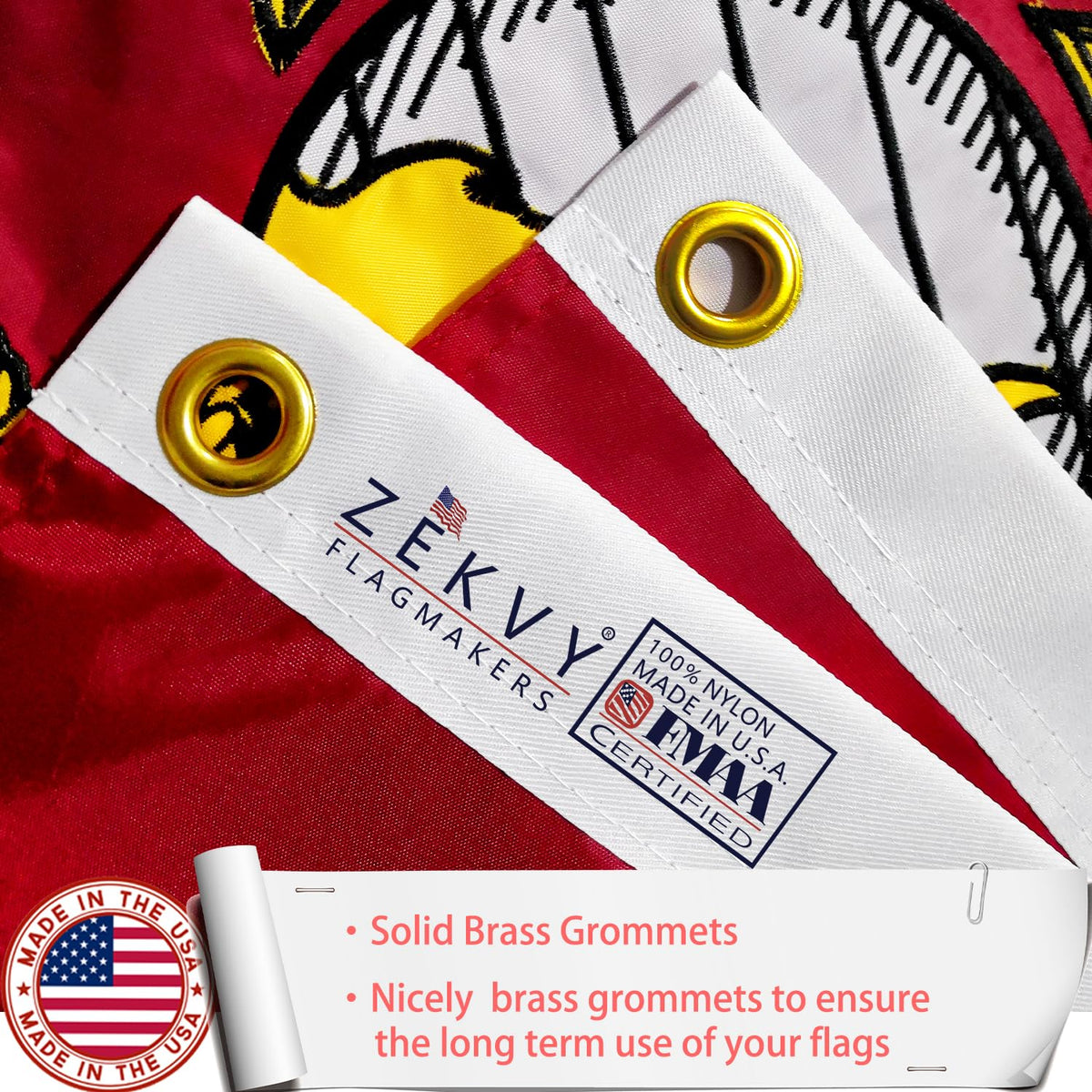 ZEKVY USMC flag heavy-duty construction withstands harsh weather