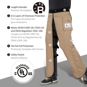 ZELARMAN chainsaw chaps apron coverage of the legs during logging