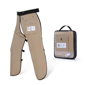 ZELARMAN chainsaw chaps apron front view showing full-leg protection for forestry tasks