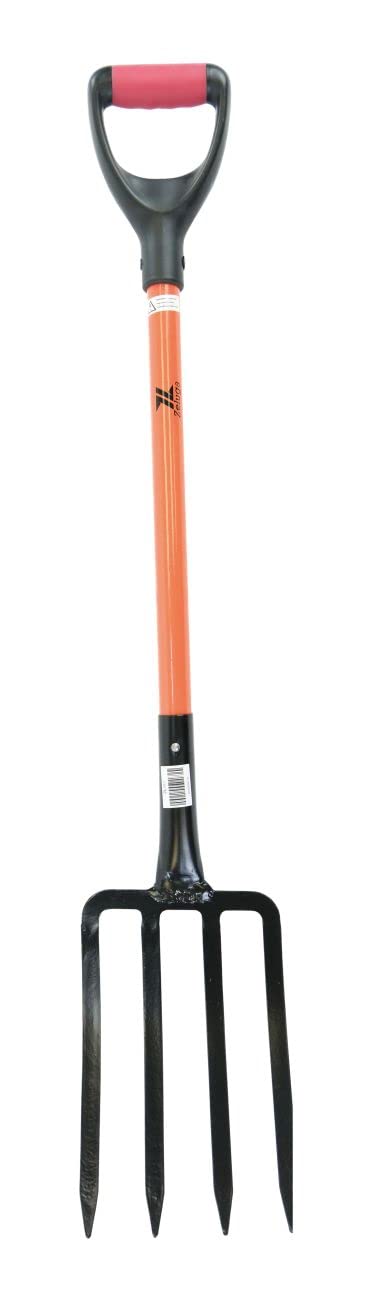 Zeluga 10-151 fiberglass D-grip four-tine fork demonstrates sturdy garden control.