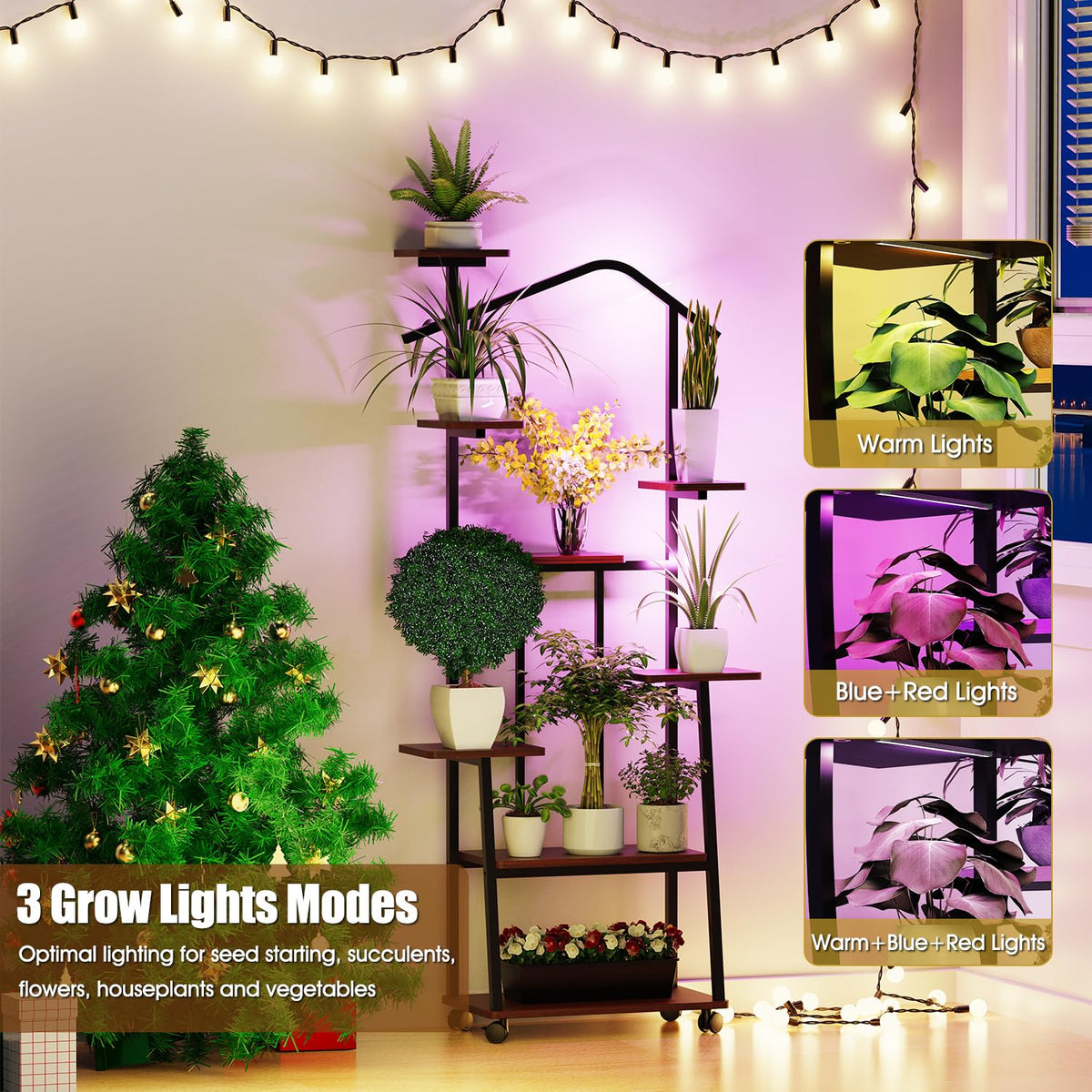 Zelvia 65in plant display on wheels lets you relocate plants with ease.
