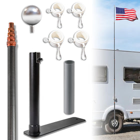 Zelvoro upgraded telescopic flagpole with anti-break tube showing reinforced structure for windy use.