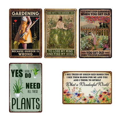 Zemioy garden signs outdoor vintage metal in a rustic yard, ideal for curb appeal.