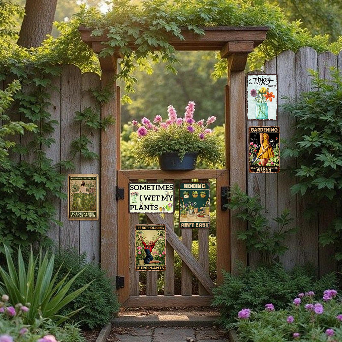 Zemioy outdoor garden decor sign for walls and fences.