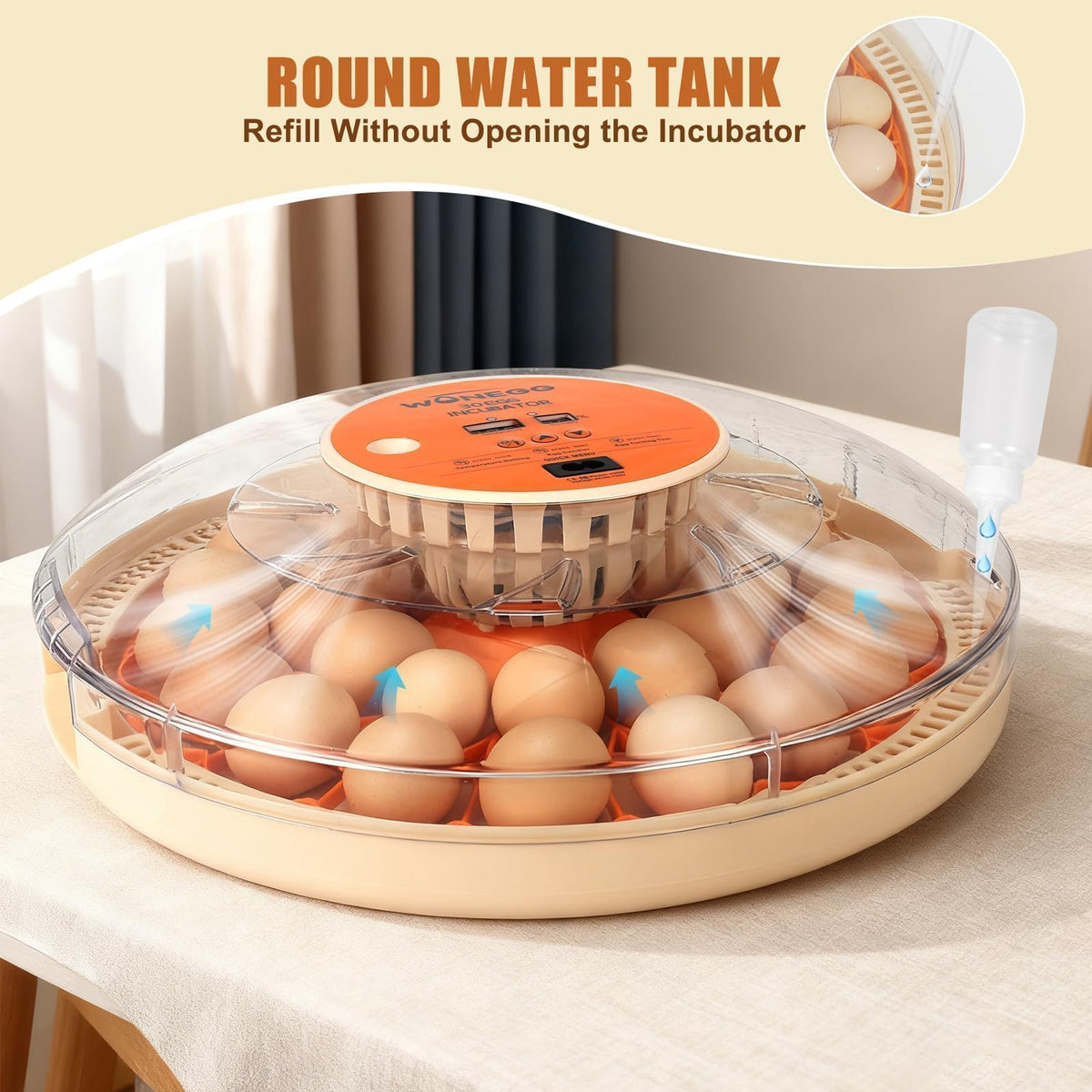 ZEMIRO CHARGE Serie II 360-degree airflow distributes warmth and humidity evenly.
