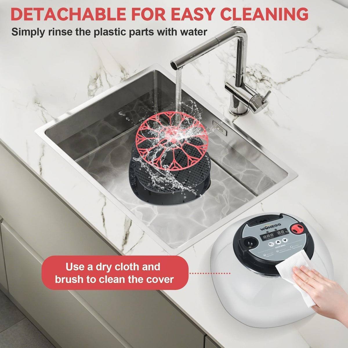 ZEMIRO CHARGE Series II detachable egg trays for quick cleaning between cycles