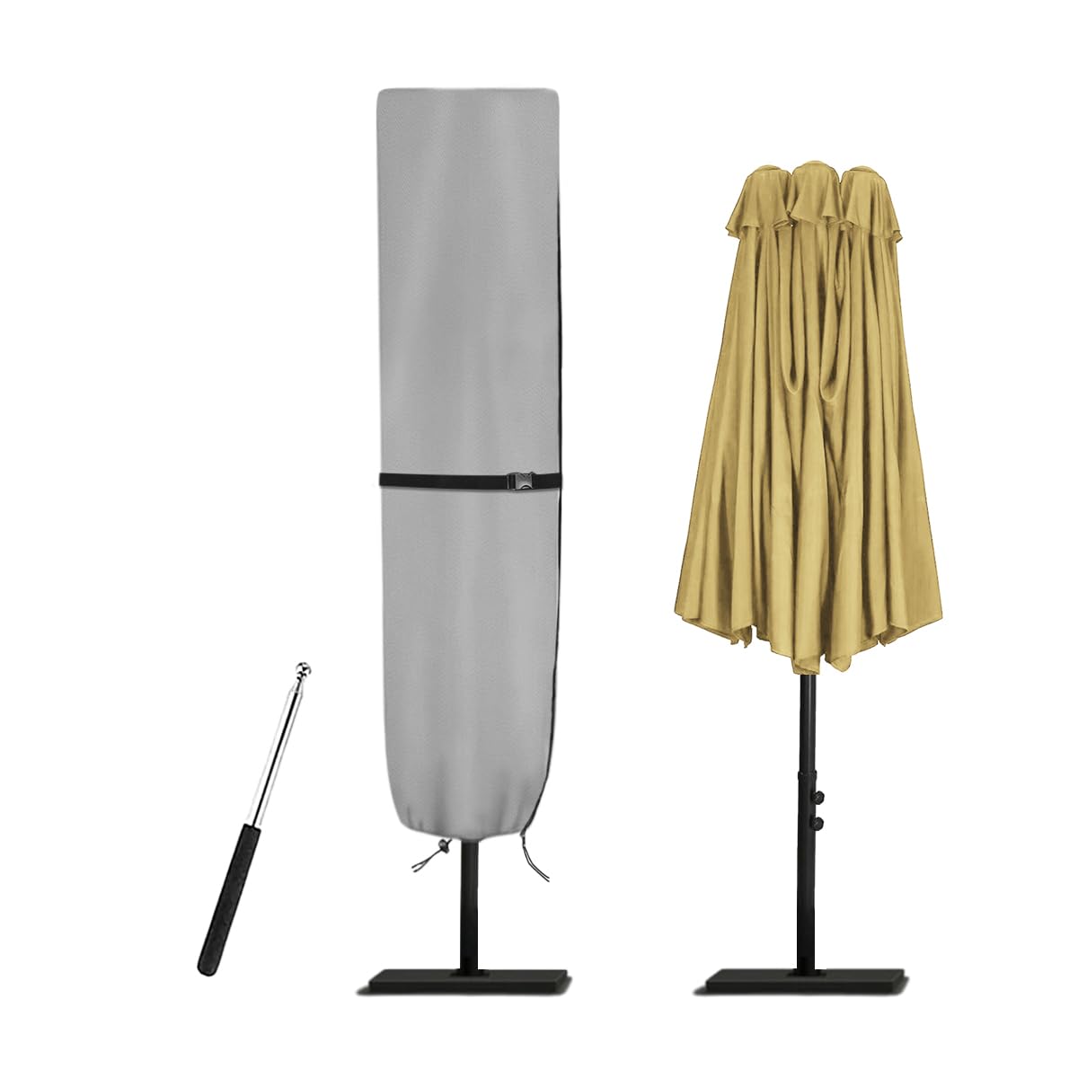 Zenicham Parasol Cover with 600D waterproof fabric protecting patio umbrellas from rain.