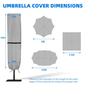 Zenicham parasol cover demonstrates easy installation with zipper rope assist.