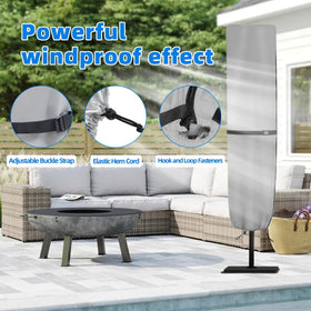 Zenicham Parasol Cover windproof design secures large umbrellas on windy days.