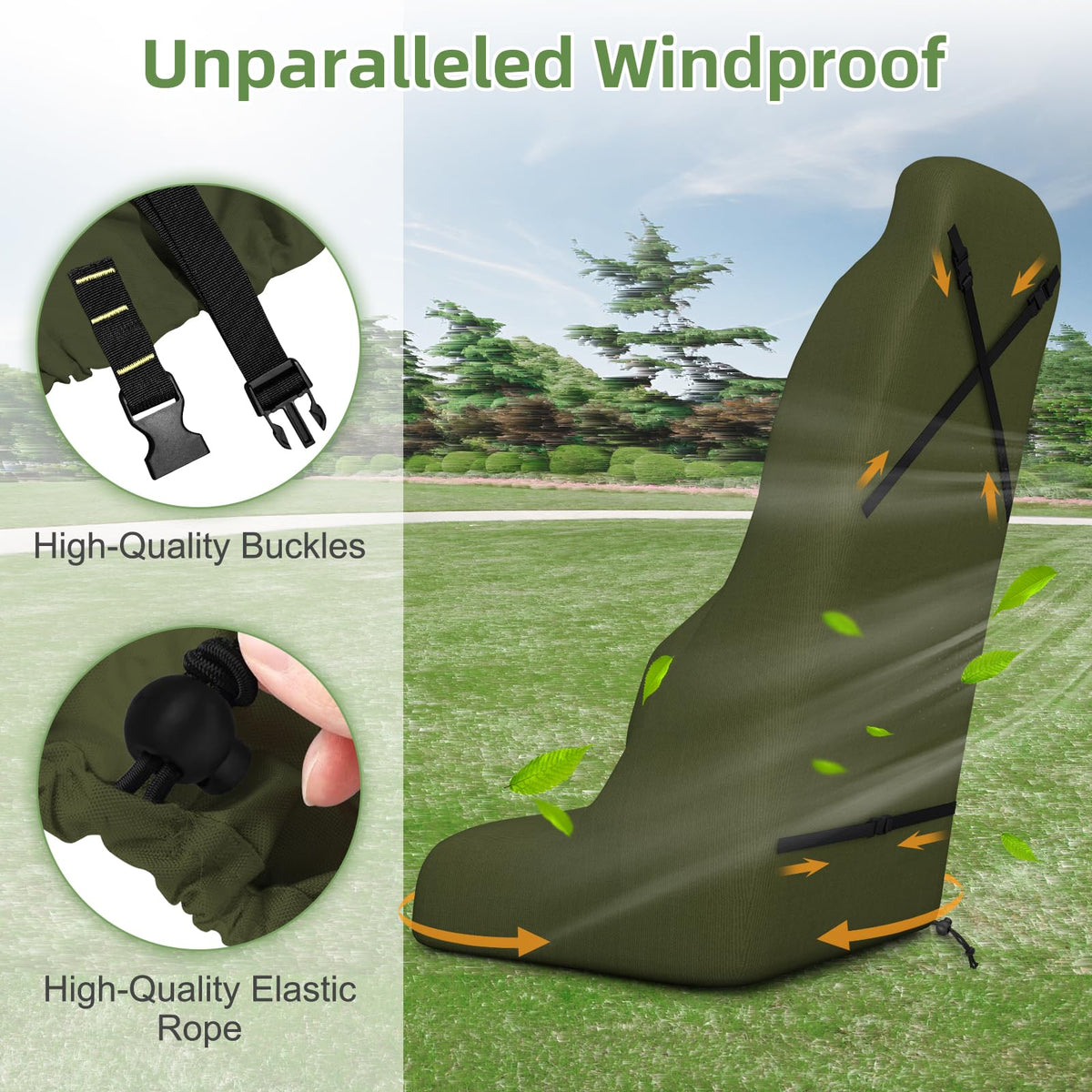 Zenicham Push Mower Cover drawstring closeup keeps a snug fit in wind
