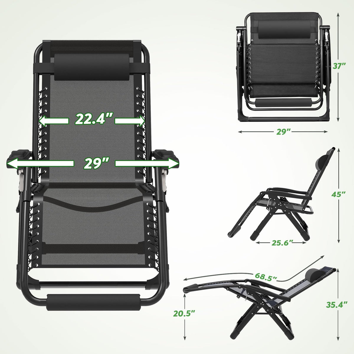 ZENPETIO Durable aluminum frame provides stable seating on uneven ground.