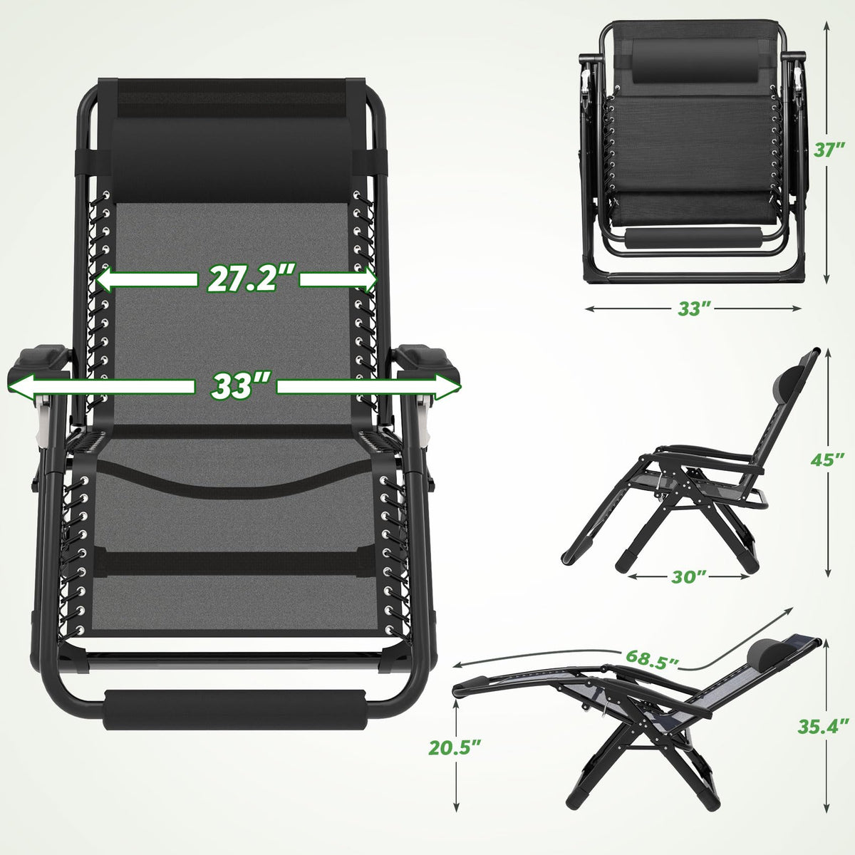ZENPETIO Oversized Zero Gravity Chair cushion detail for plush comfort and breathability