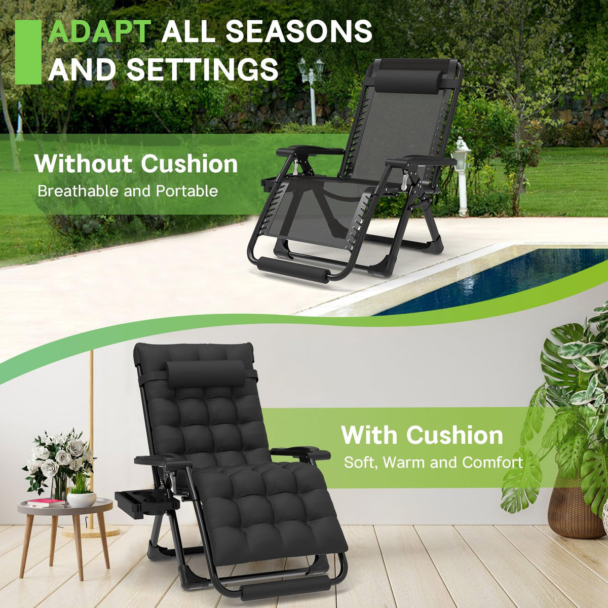 ZENPETIO Quick setup unfolds in seconds for indoors or outdoors.