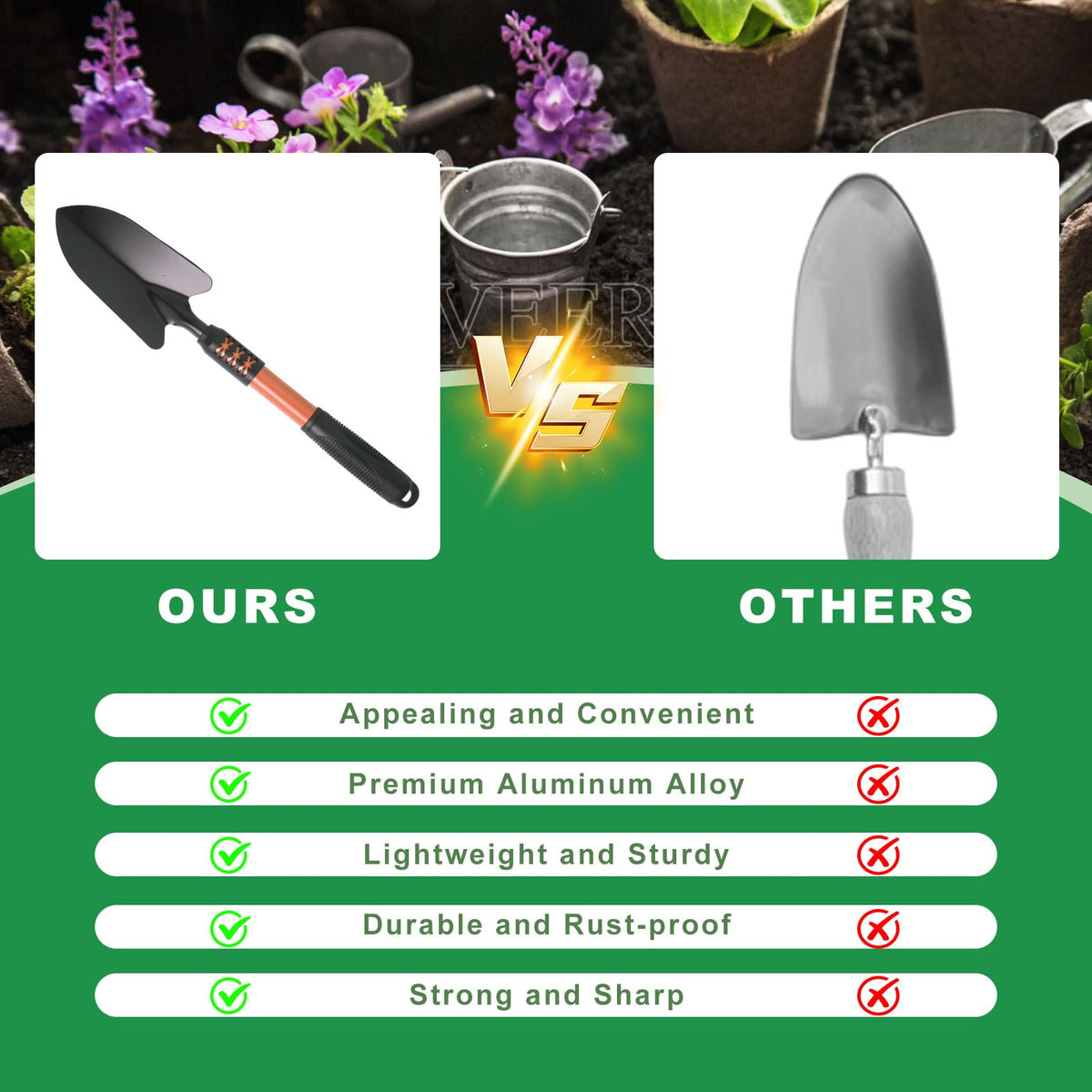 Zenrok Garden Tool Set dual-purpose hoe for weeding and bed prep.