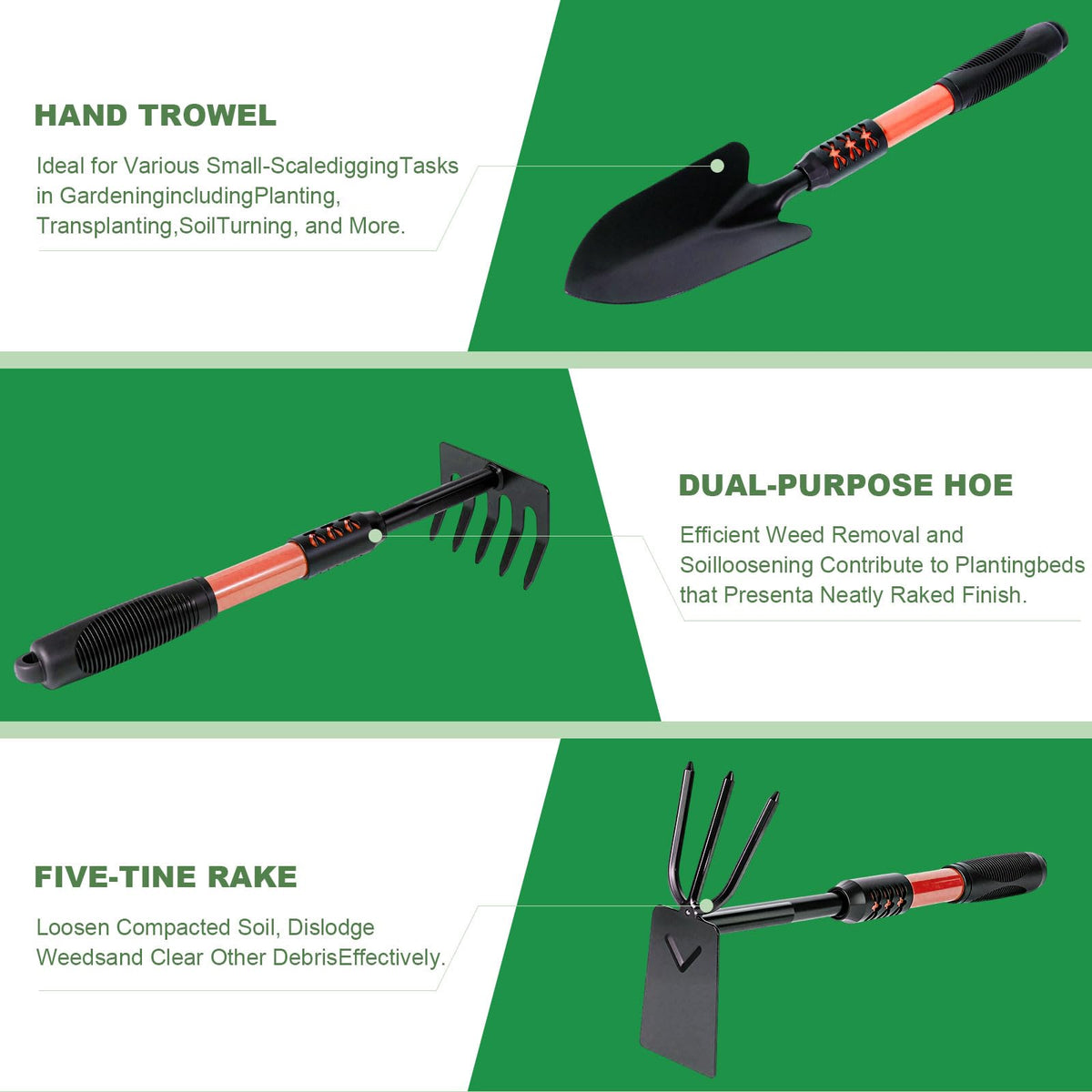 Zenrok Garden Tool Set orange handles improve visibility and control.