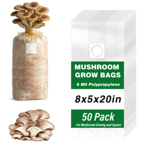 Zenrok mushroom grow bag, 50-pack, thick 6 mil for durable substrate containment.