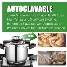 Zenrok mushroom grow bag is autoclavable for convenient sterilization workflows.