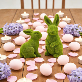 Zensounding moss rabbit garden decoration for desks and patios.