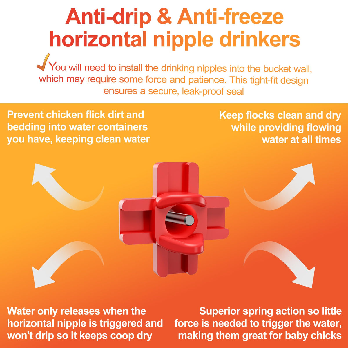 ZenxyHoC anti-roost cone helps keep the waterer clean and dry.