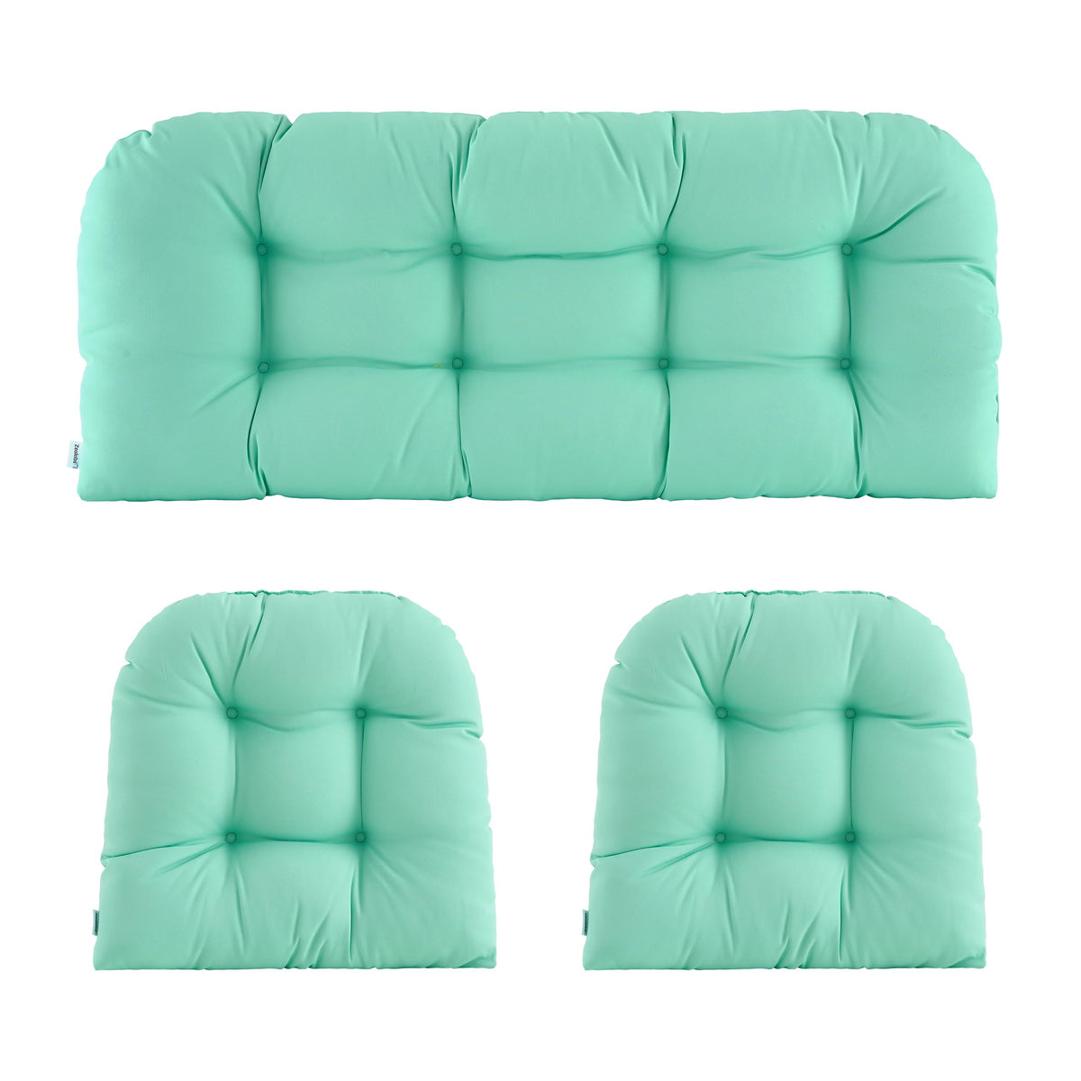 ZEOLABS loveseat cushion provides durable, water-resistant comfort for outdoor wicker seating.