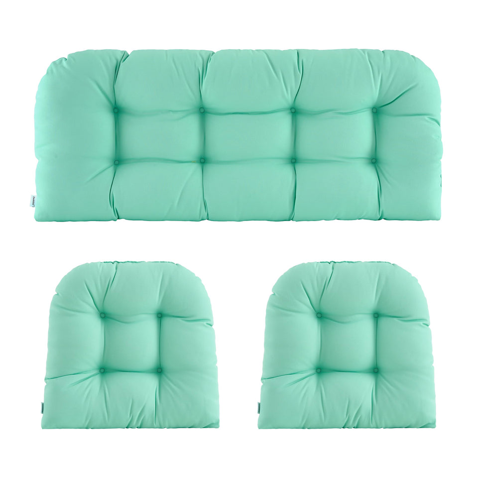 ZEOLABS loveseat cushion provides durable, water-resistant comfort for outdoor wicker seating.