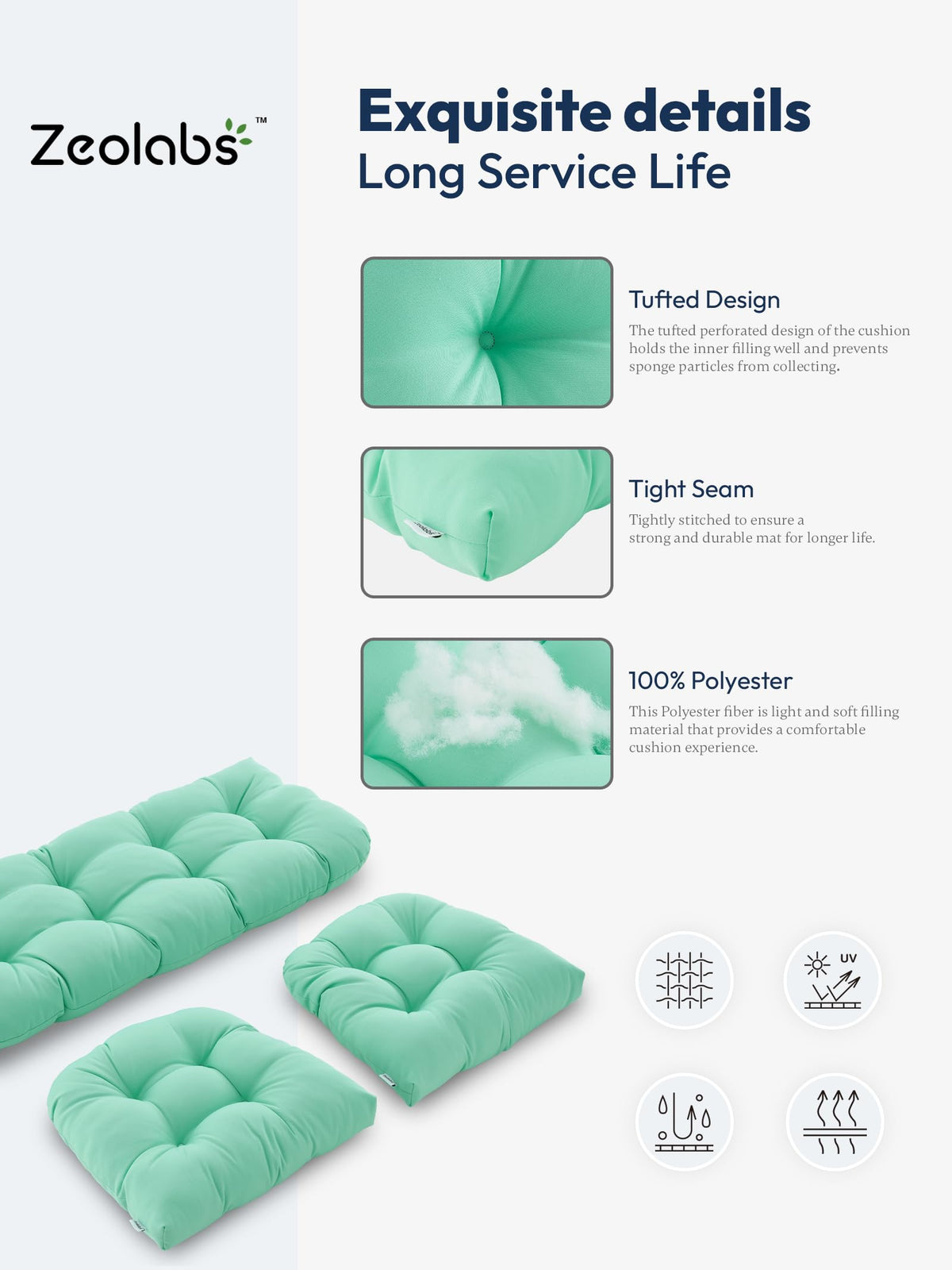 ZEOLABS second U-shape cushion complements outdoor seating with uniform comfort.