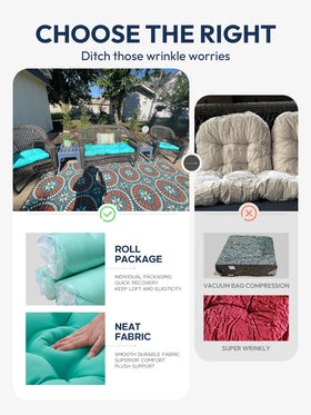 ZEOLABS cushion fabric protects fill from sun fade and rain exposure.
